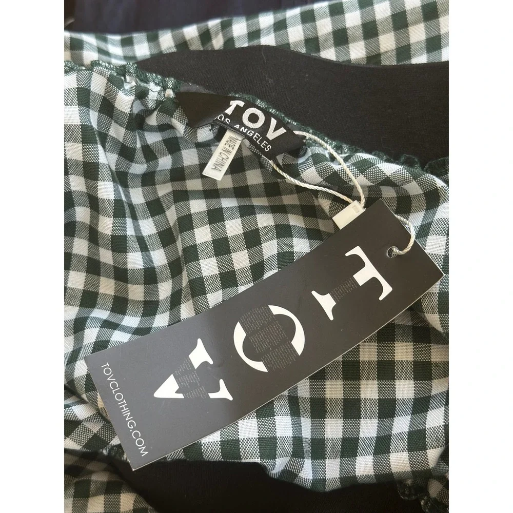 TOV Los Angeles Green Gingham Tiered Ruffle Maxi Skirt NWT Size 42 - Picture 6 of 8